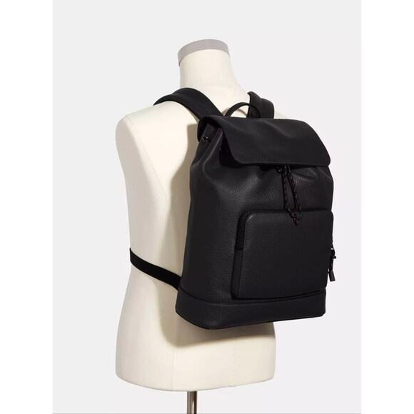 COACH Turner Leather Backpack C1280 Black for Men and Women - Picture 12 of 12